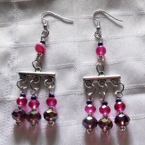 No 370 Beautiful handmade chandelier earrings with glass crystals